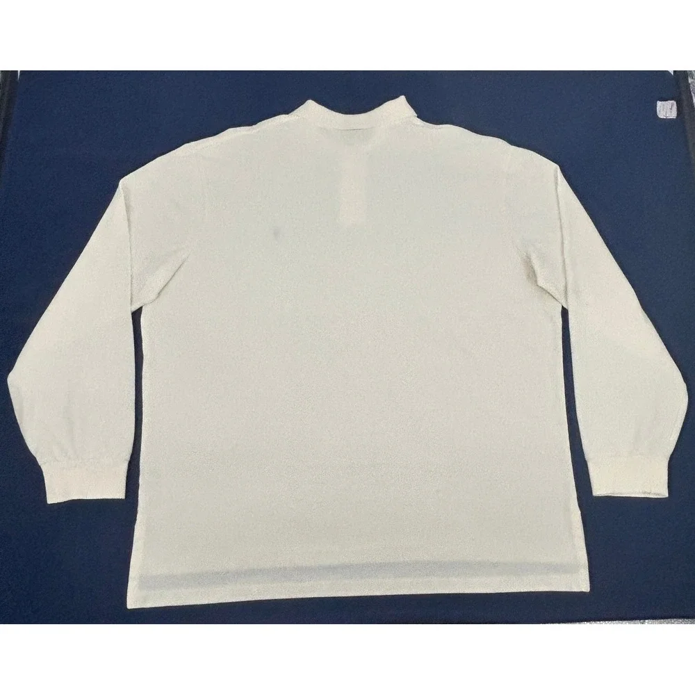 Polo Ralph Lauren Polo Shirt Mens XXL Cream Long Sleeve Pique Cotton Pony Logo